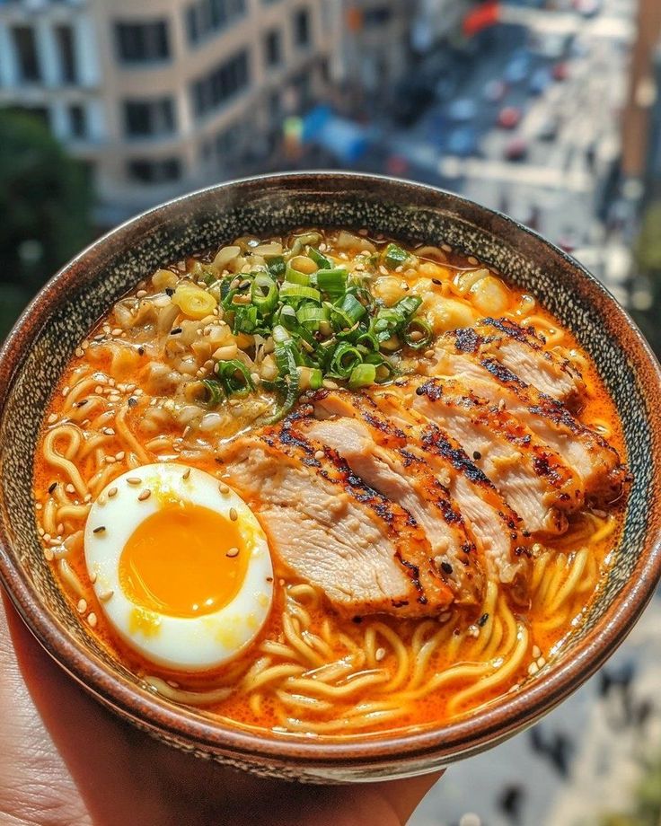 High-Protein Chicken Chop Noodle Bowl (With Soft-Boiled Egg & Lettuce) - [Recipe]